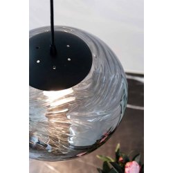 Handmade - Rg farvet glas pendel - 22 - Stofkabel - Halo Design