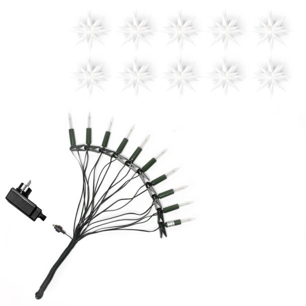 Herrnhuter stjerne Kde - 15 Stjerner - 13cm - Hvid