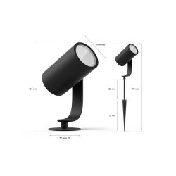 Lily Udendrs Spot - Sort - 3-Pak - Philips Hue