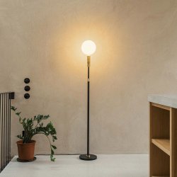 Gulvlampe - Poise - Justerbar - Sort - Messing - Tala