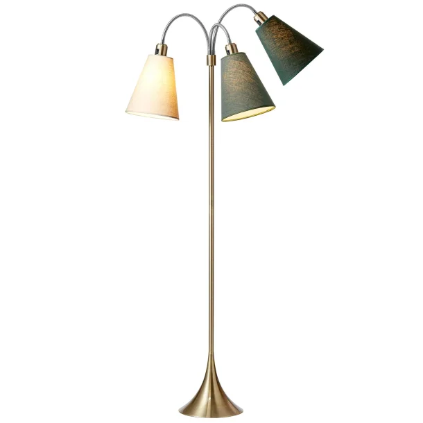 Trafik Gulvlampe - Antik Messing - Creme/Vintergr�n/Skovgr�n - Nielsen Light