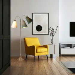 Trafik Gulvlampe - Antik Messing - Creme/Vintergr�n/Skovgr�n - Nielsen Light