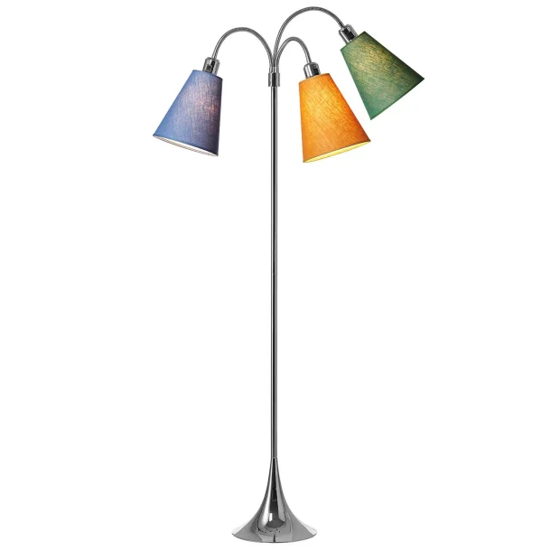 Trafik Gulvlampe - Krom - Dalabl/Karry/Grsgrn - Nielsen Light