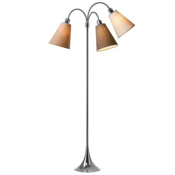 Trafik Gulvlampe - Krom - Nougat/Kakaobrun/Sand - Nielsen Light