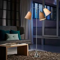 Trafik Gulvlampe - Krom - Nougat/Kakaobrun/Sand - Nielsen Light