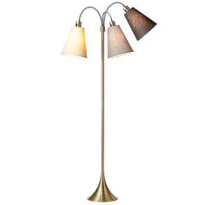 Trafik Gulvlampe - Antik Messing - Creme/Lysegr�/M�rkegr� - Nielsen Light