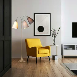 Trafik Gulvlampe - Antik Messing - Creme/Lysegr�/M�rkegr� - Nielsen Light