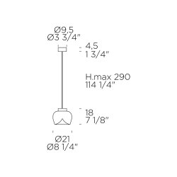 Aella Bold S Pendel - Transparent/Krom - Leucos