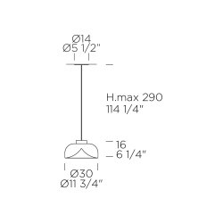 Aella Mini S 30 Pendel - Transperant / Mat Sort - 2700K - Leucos