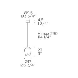 Aella Thin S Pendel - R�gfarvet/Gunmetal - Leucos