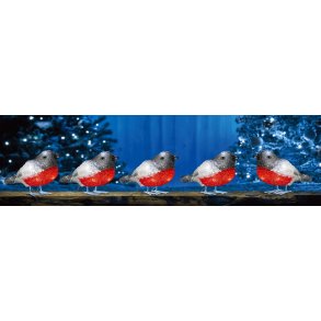 Fugle - Akryl - Rd/Hvid - 5-Pak - Veli-Line