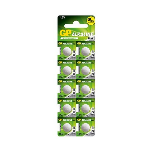 Batterier - 186 / G12 - knapcelle batteri - 1,5V - GP - 10 Pak