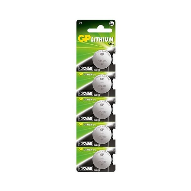Batterier - CR2450 - GP - knapcelle batteri - 3V - 5stk