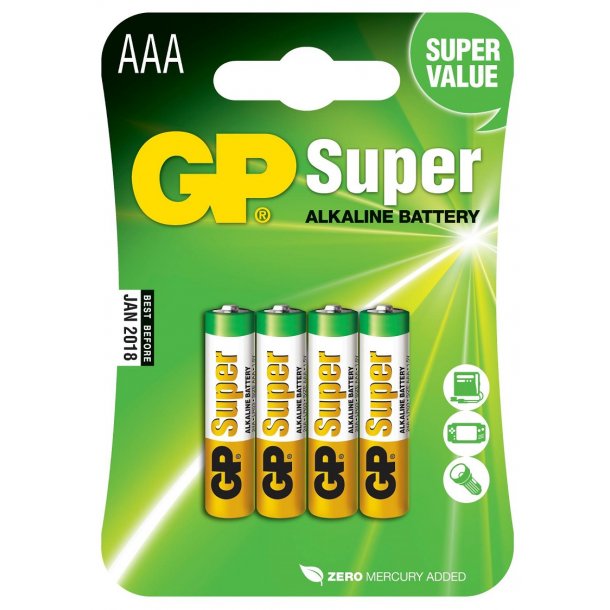 GP Super Alkaline - AAA/LR03 - Batteri - 4pak - GN