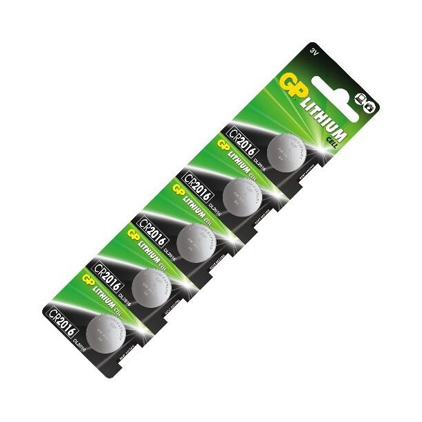 Batterier - CR2016 - knapcelle batteri - 3V - 5 Pak