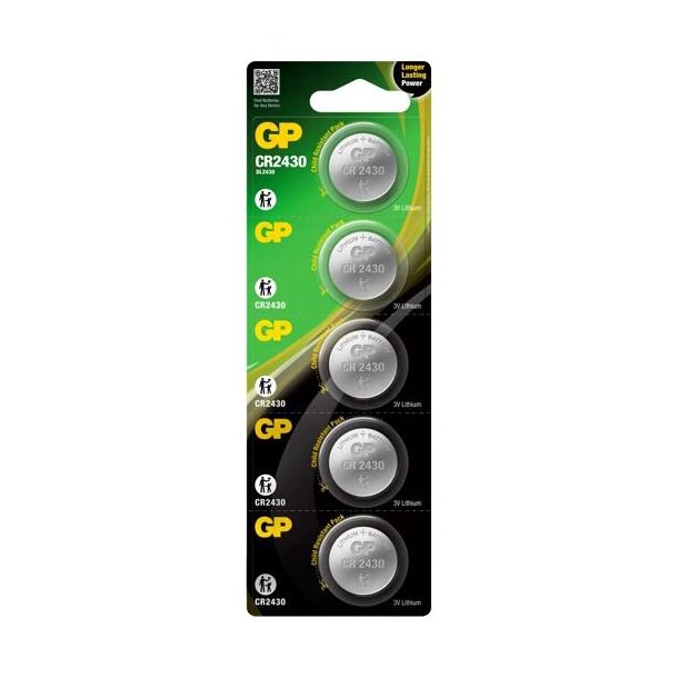 Batterier - CR2430 - knapcelle batteri - 3V - 5 Pak