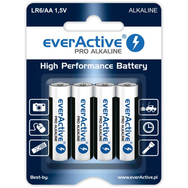 Batterier - EverActive - Alkaline - AA/LR6 - 4-pak