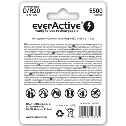 Batteri - Genopladelige - R20 - D - 5000mAh - EverActive