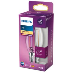 LED Pre E14 - 2W (25W) - Klar - Kerte - Philips 