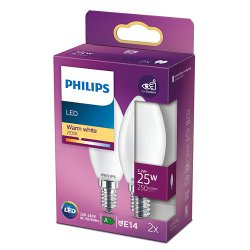LED Kertep�re E14 - 2.2W (25W) - 2-pak - Philips 