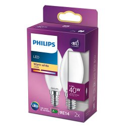 LED pre E14 - 4,3 (40W) - Kerte - 2-Pak - Philips