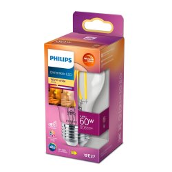 LED pre E27 - Classic 5,9W (60W) - Dmpbar - Klar - Philips 