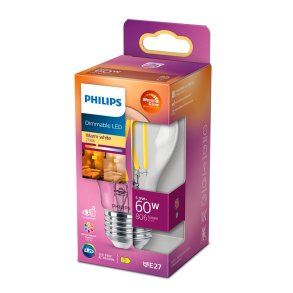 LED pre E27 - Classic 5,9W (60W) - Dmpbar - Klar - Philips 