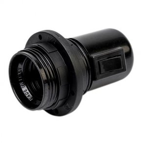 Fatning E27 Sort med Afbryder inklusiv omlbsringe - GN