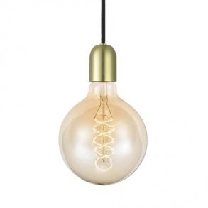 Fatningsst messing - Sort Ledning - Halo Design