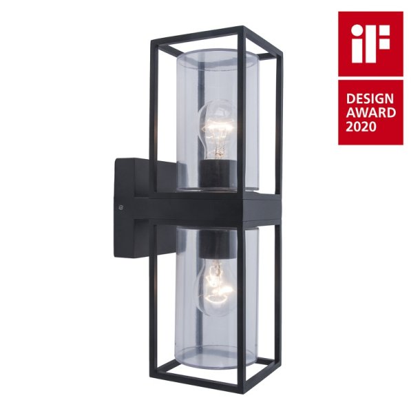 Flair Dobbelt Vglampe - Mat Sort - Lutec