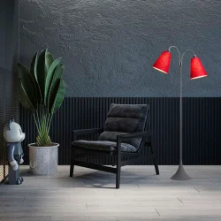 Fodg�nger Gulvlampe - Soft Gr� - R�d/R�d - Nielsen Light