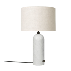 Gravity - Bordlampe - Small - Hvid Marmor / Kanvas - GUBI