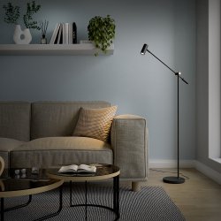 Cato LED Gulvlampe med Lysdmper - Sort / Messing - Belid