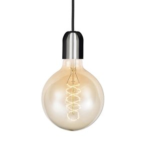 Fatningsst - Krom - Sort Ledning - Halo Design