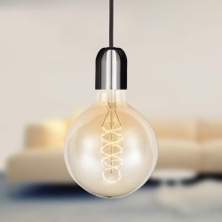 Fatningsst - Krom - Sort Ledning - Halo Design