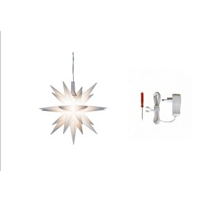 1stk. Herrnhuter stjerne - 8cm - Hvid - Inkl. 1 stk. AC-adapter