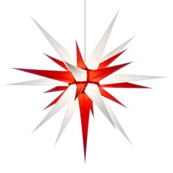 Herrnhuter stjerne - 80cm - Hvid - Rd - Papir - Uden Ophng