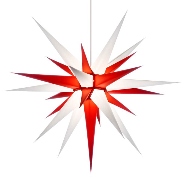 Herrnhuter stjerne - 80cm - Hvid - Rd - Papir - Uden Ophng