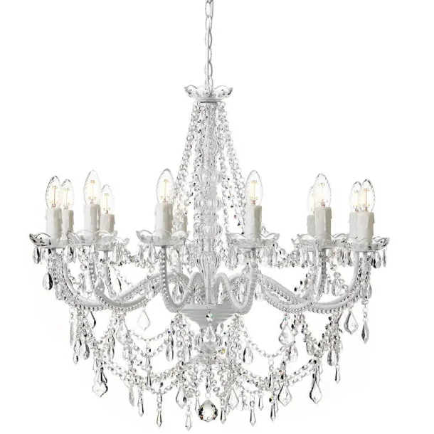 Imperial 12 lysekrone - Hvid / Glasprismer - Nielsen Light