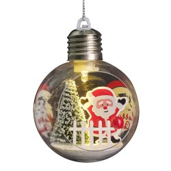 Jule Lyskugle - Julemand - Inkl. Batteri - 3 Pak