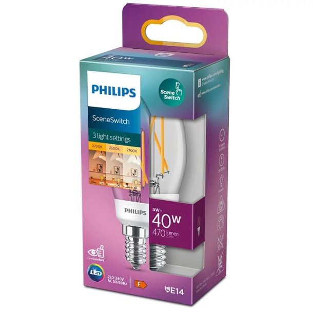 Kertepre - Scene Switch - 470lm - E14 - 3-trin Dmpbar - Philips
