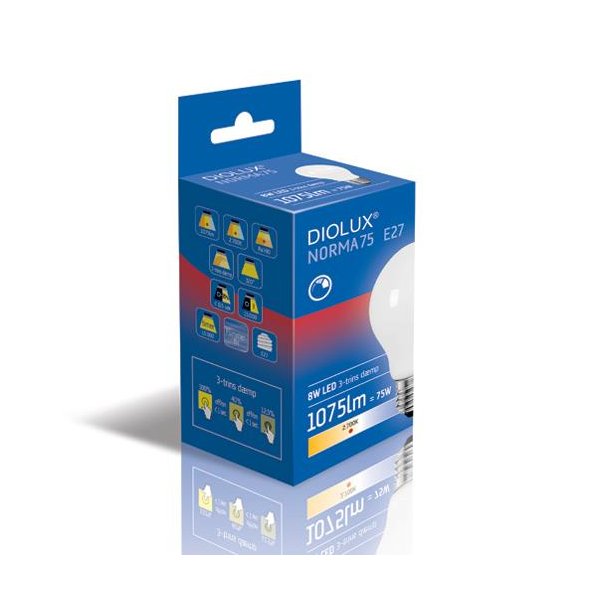 LED p�re Diolux 8W 3-Trins - 2700k - 1055lm