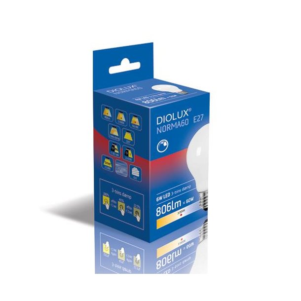 LED p�re Diolux 6W 3-Trins - 3000k - 806lm