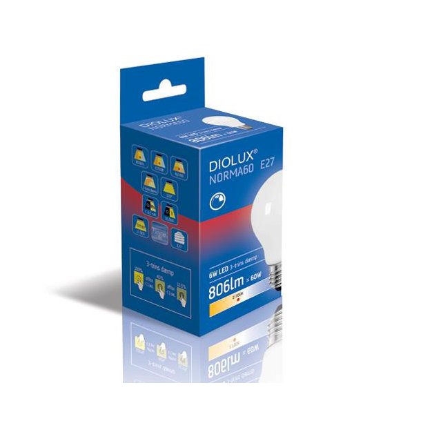 LED p�re Diolux 6W 3-Trins - 2700k - 806lm