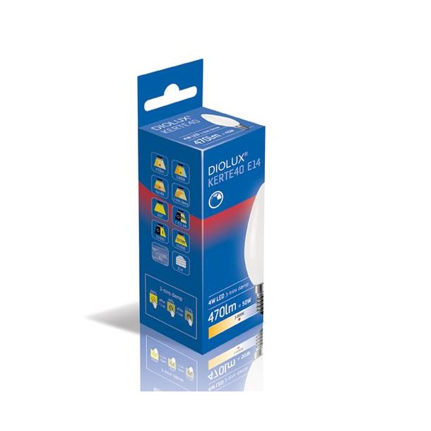 LED Kertep�re Diolux 4W E14 - 3000K - 3 Trins - GN