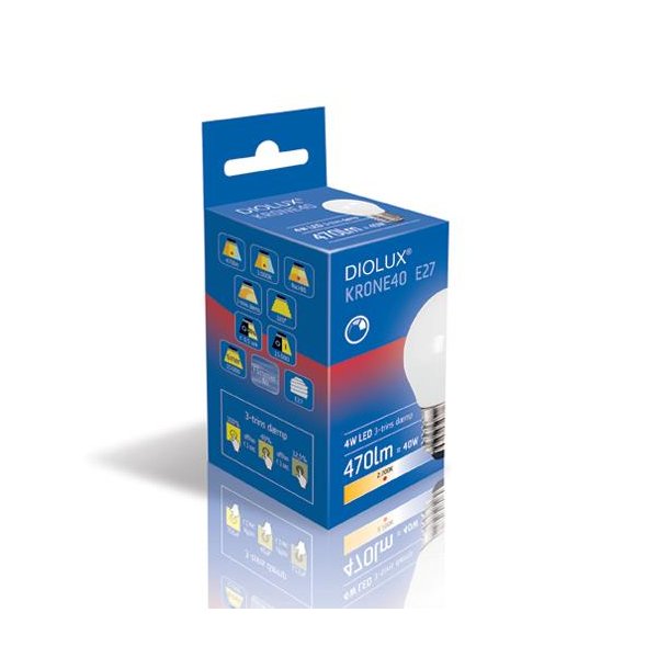 LED Kronep�re Diolux 4W - 3000K - E27 - 3 Trins