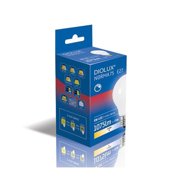 LED p�re Diolux 8W - 3 Trins - 1055lm - 3000K