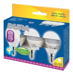 LED Kronep�re - 5,7W - E14 - 3000K - Duralamp - 3 Pak.