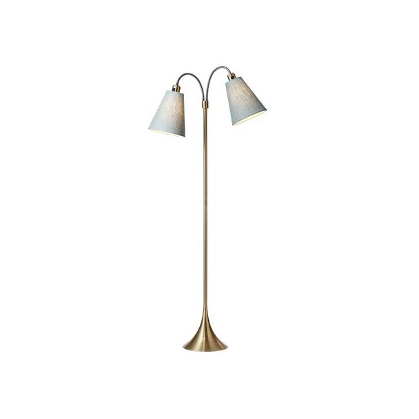 Fodgnger Gulvlampe - Antik Messing/Lys turkisbl - Nielsen Light
