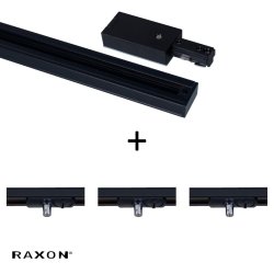 Strmskinne - 1,8M - Sort - inkl. 3 Adapter - Raxon